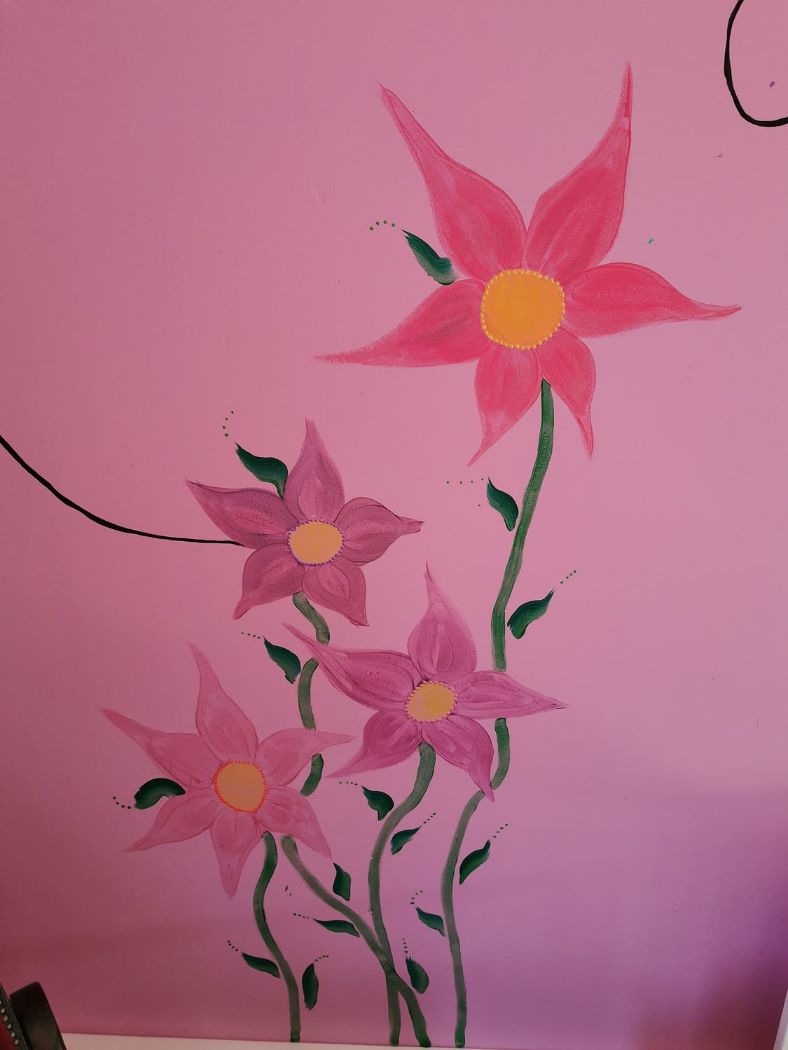 muurschildering bloemen